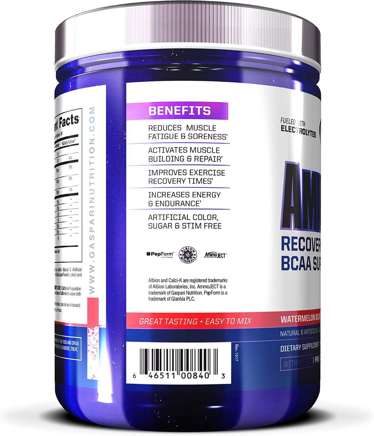 Gaspari Nutrition Aminolast BCAA Superfuel for Recovery & Endurance in Watermelon Blast Flavor - 14.8 oz (420 g)