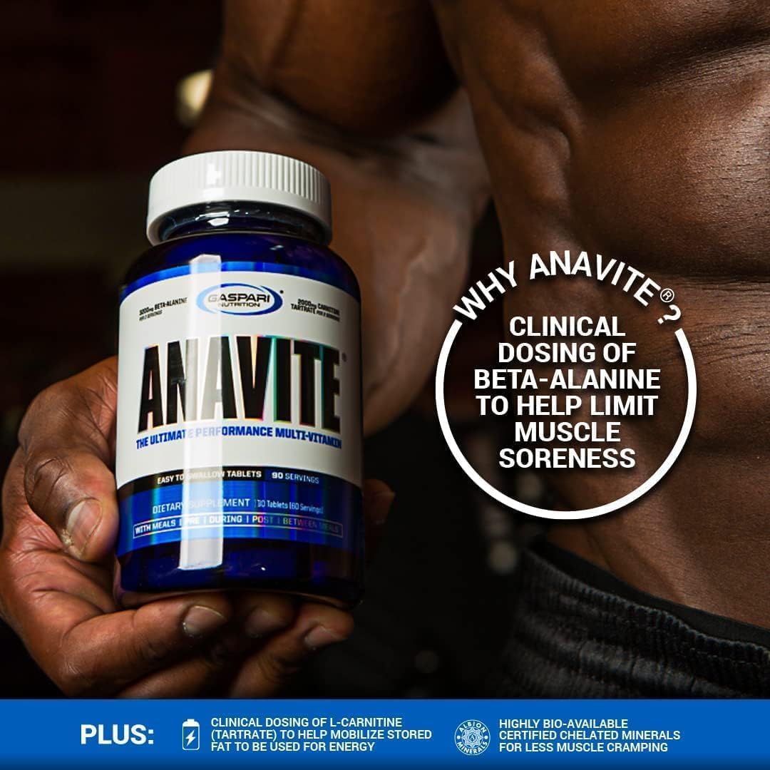Gaspari Nutrition Anavite Sports Multi-Vitamin with Amino Acids, Beta-Alanine, and L-Carnitine for Enhanced Performance and Recovery - New Smaller 30 Servings Size