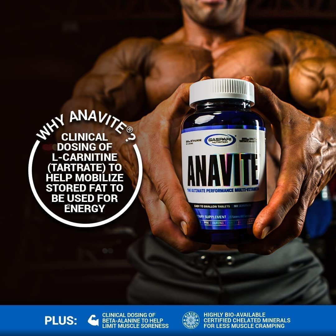 Gaspari Nutrition Anavite Sports Multi-Vitamin with Amino Acids, Beta-Alanine, and L-Carnitine for Enhanced Performance and Recovery - New Smaller 30 Servings Size