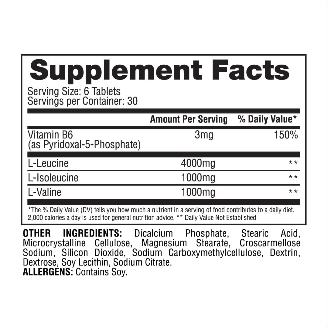 Gaspari Nutrition BCAA 6000 Tablets for Muscle Recovery and Performance Enhancement (30 Servings)