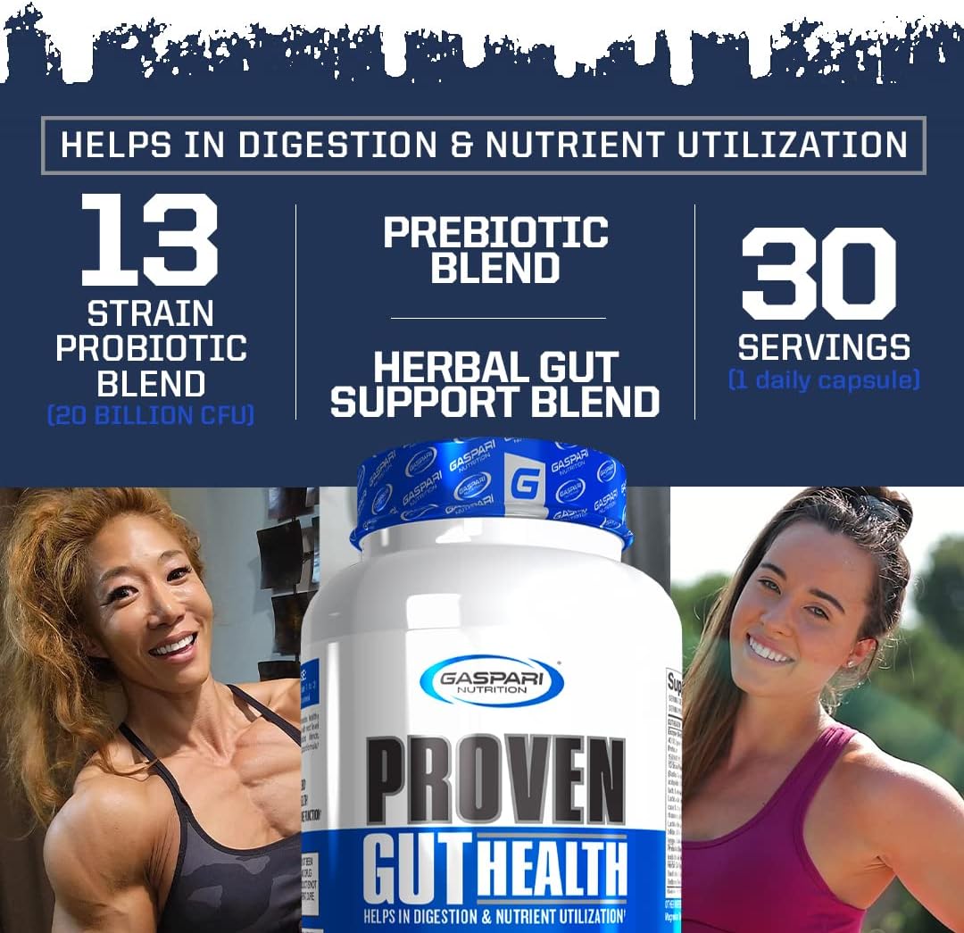 Gaspari Nutrition Gut Health Support with Prebiotics & Probiotics for Digestive Health - 30 Servings