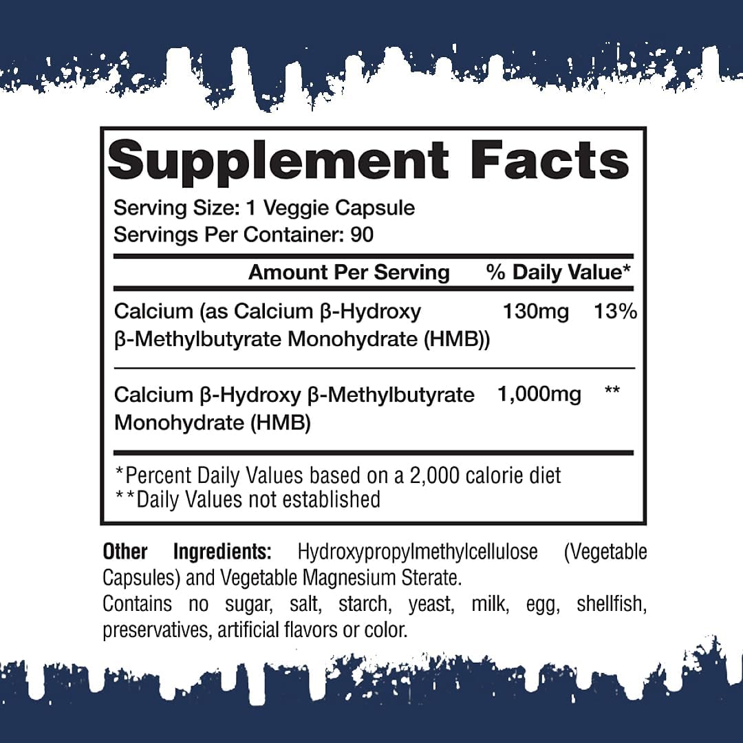 Gaspari Nutrition HMB Supplement - 1,000mg Pure Beta-Hydroxy Beta-Methylbutyrate for Muscle Growth, Strength, and Recovery (90 Servings)