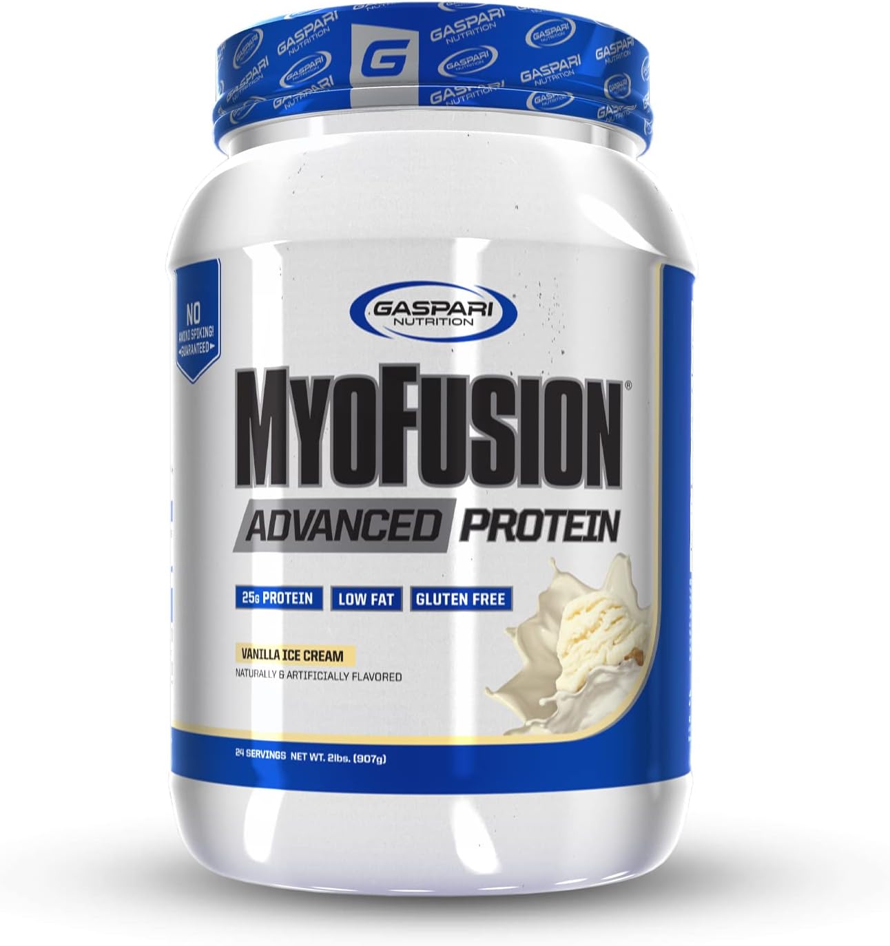 Gaspari Nutrition Myofusion Advanced Protein Powder - Whey, Casein, Isolate Blend - Low Fat, Gluten Free - 2lbs Vanilla Ice Cream Flavor