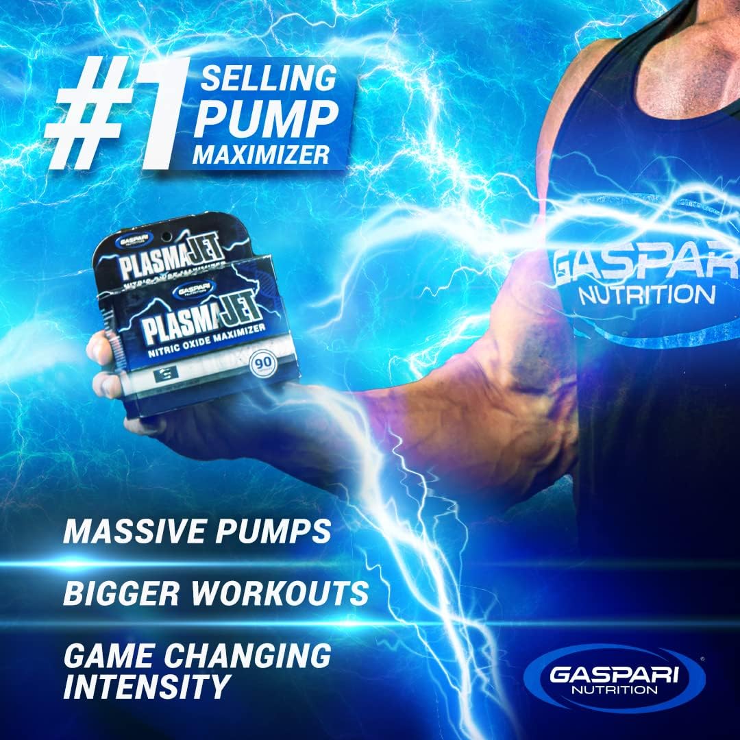 Gaspari Nutrition PlasmaJet: N.O. Nitric Oxide Maximizer for Lean Mass, Strength, Vascularity - 90 Capsules