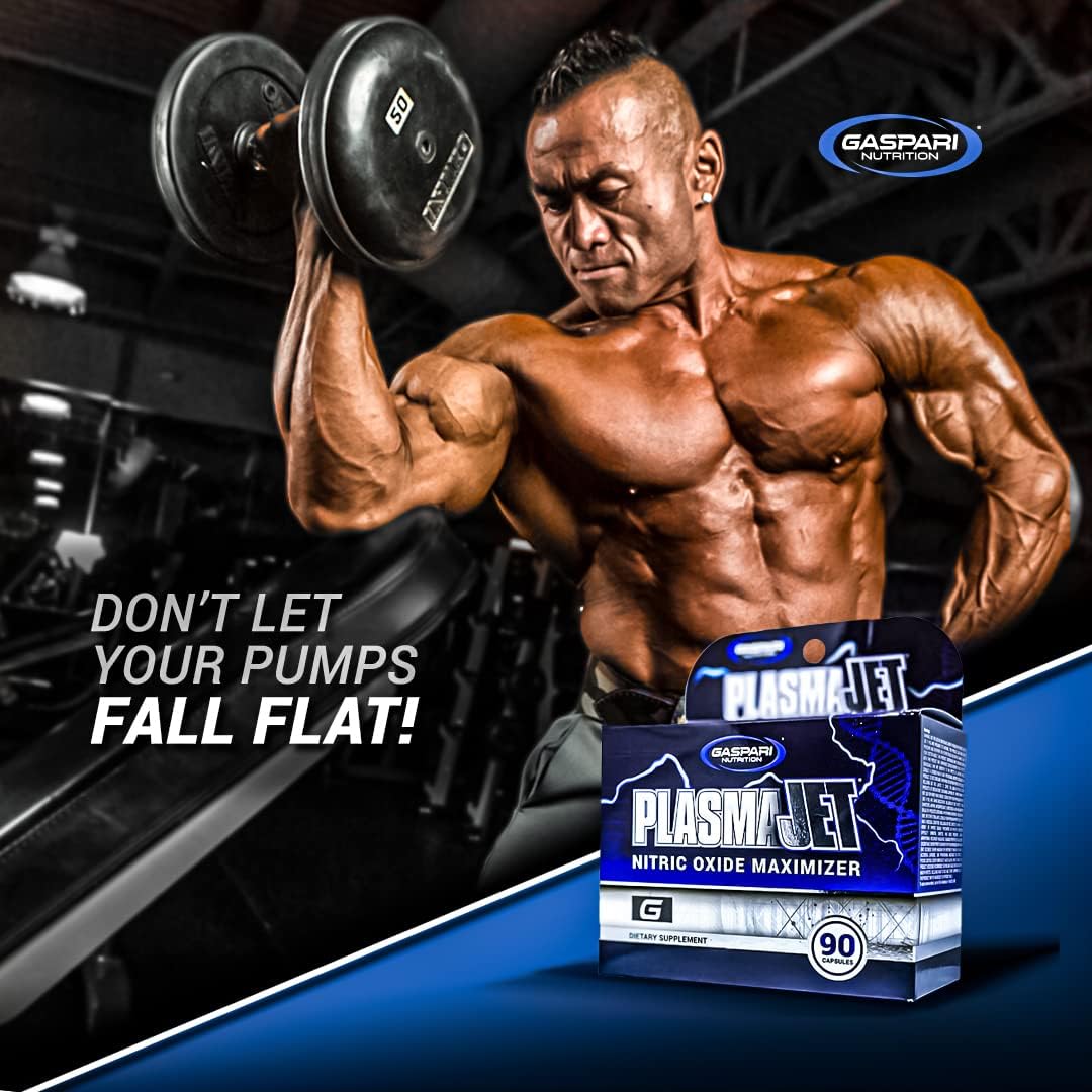 Gaspari Nutrition PlasmaJet: N.O. Nitric Oxide Maximizer for Lean Mass, Strength, Vascularity - 90 Capsules