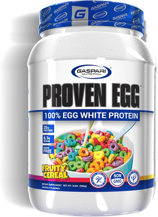 Gaspari Nutrition Proven Egg White Protein Powder - Fruity Cereal Flavor - 25g Protein - Keto, Dairy, Lactose, and Soy Free - 2 lbs
