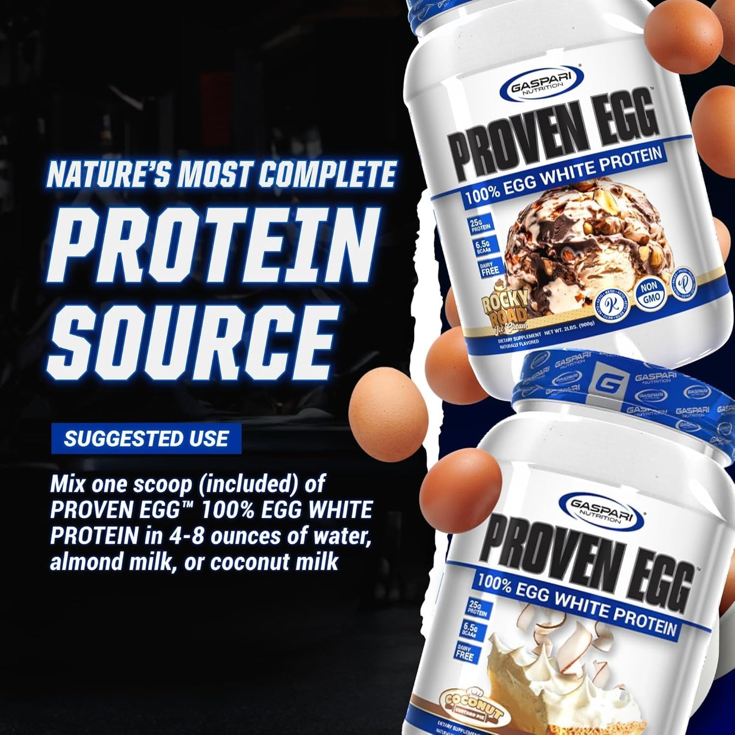 Gaspari Nutrition Proven Egg White Protein Powder - Fruity Cereal Flavor - 25g Protein - Keto, Dairy, Lactose, and Soy Free - 2 lbs
