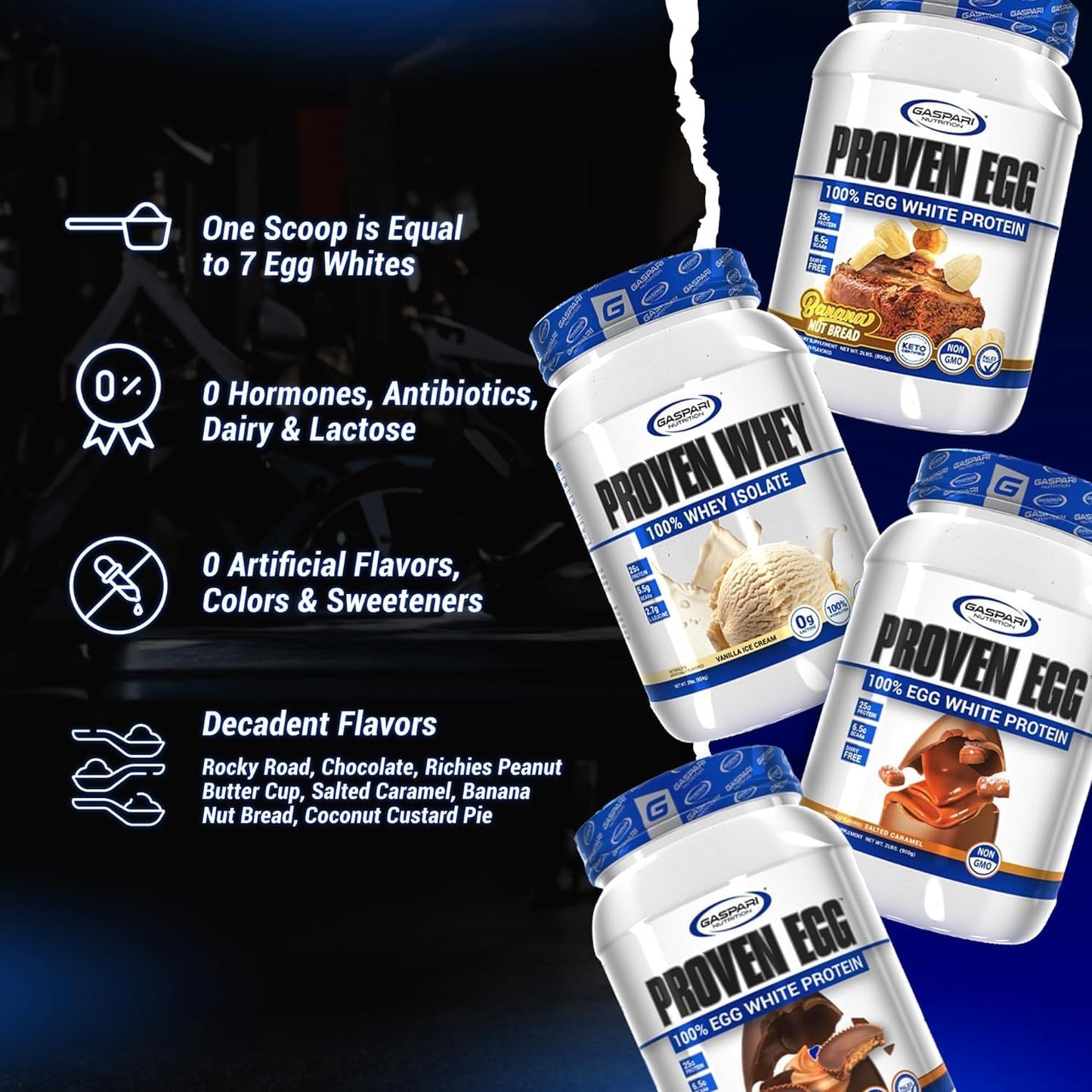 Gaspari Nutrition Proven Egg White Protein Powder - 25g Protein, Keto Friendly, Dairy Free, Lactose Free, Soy Free - Chocolate Flavor - 1lb