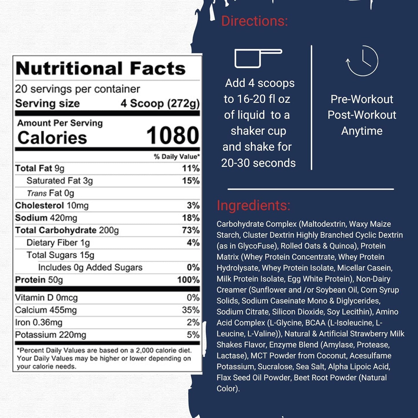 Gaspari Nutrition Real Mass Advanced Weight Gainer - Strawberry Milkshake Flavor - 12lb Jar