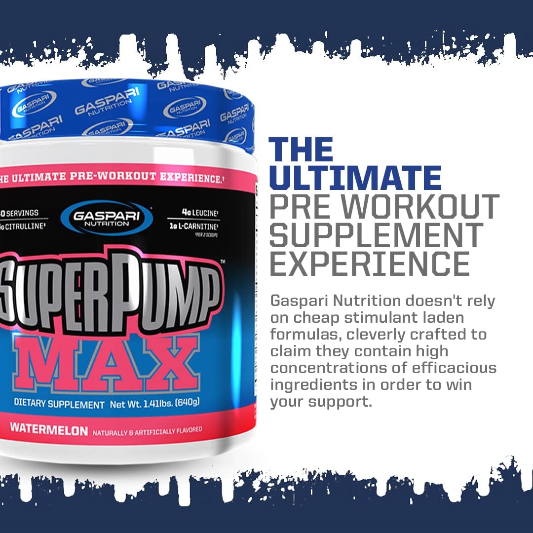 Gaspari Nutrition Super Pump Max Pre Workout Supplement - Rainbow Candy Flavor, 40 Servings for Muscle Growth & Recovery