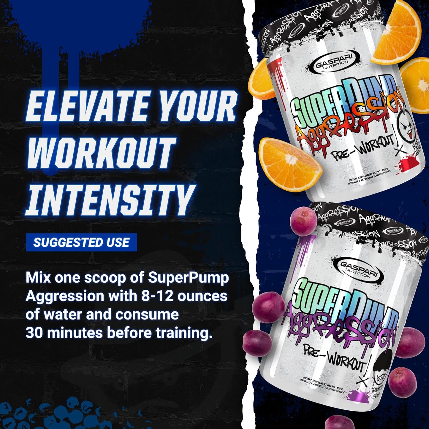 Gaspari Nutrition SuperPump Aggression Pre-Workout Supplement with Creatine and Caffeine - 25 Servings, Blood Orange Flavor