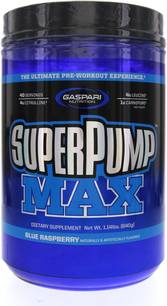 Gaspari Nutrition SuperPump Max Blue Raspberry Ice - 1.41 lbs - Energizing Pre-Workout Supplement