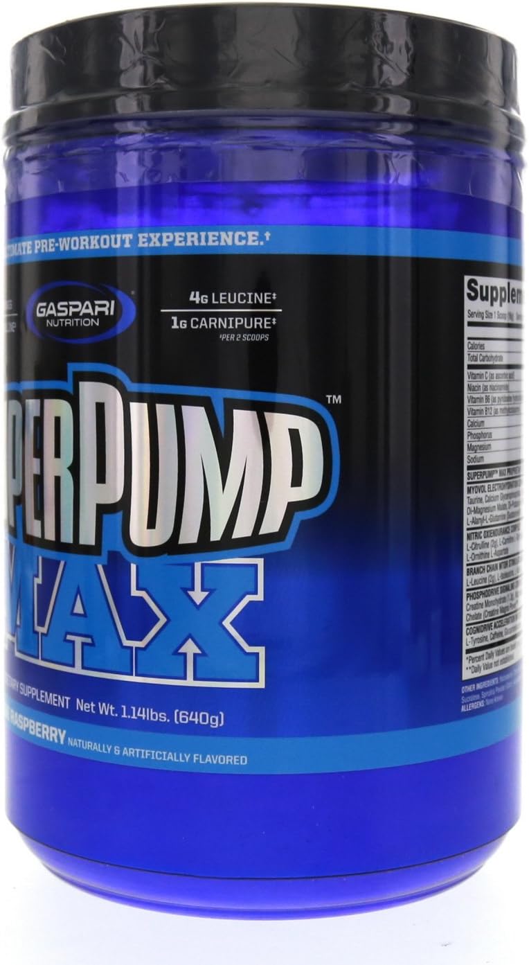 Gaspari Nutrition SuperPump Max Blue Raspberry Ice - 1.41 lbs - Energizing Pre-Workout Supplement