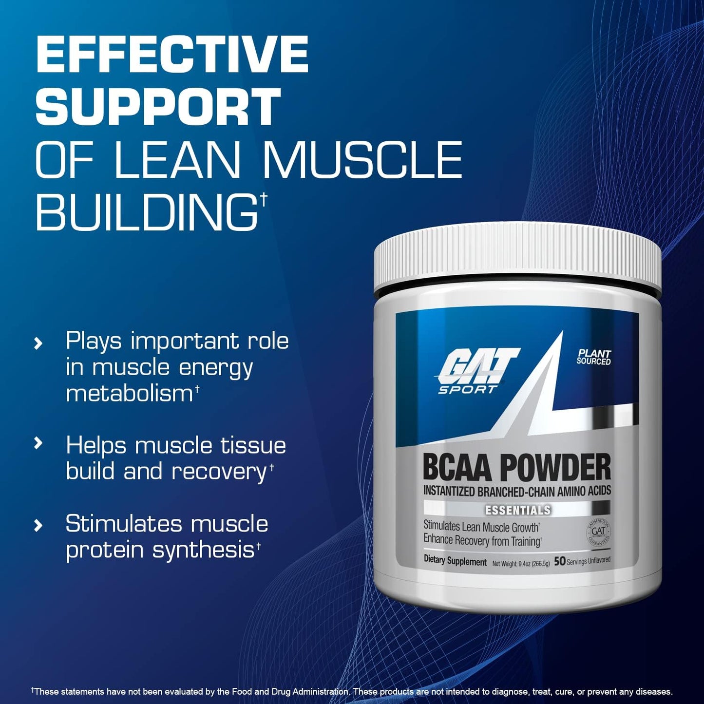 GAT Sport BCAA Powder Supplement - 266.5 Grams of Nutritional Support