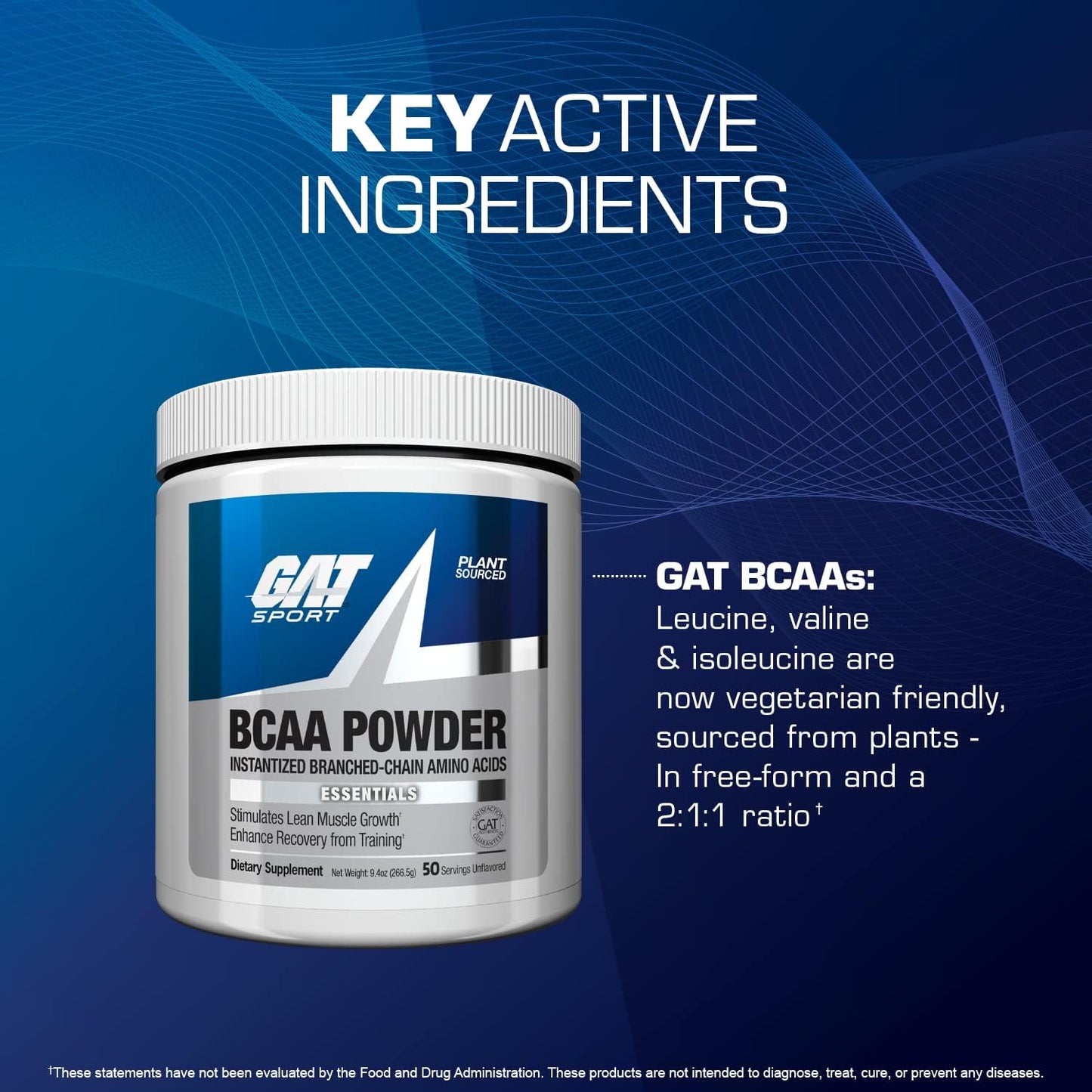 GAT Sport BCAA Powder Supplement - 266.5 Grams of Nutritional Support