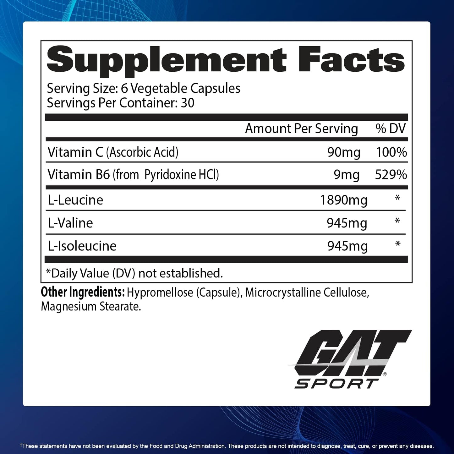 GAT Sport BCAA Powder Supplement - 266.5 Grams of Nutritional Support