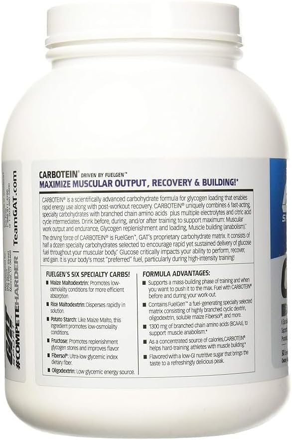 GAT SPORT Carbotein Grape Flavored High-Performance Glycogen Loader - 50 Servings