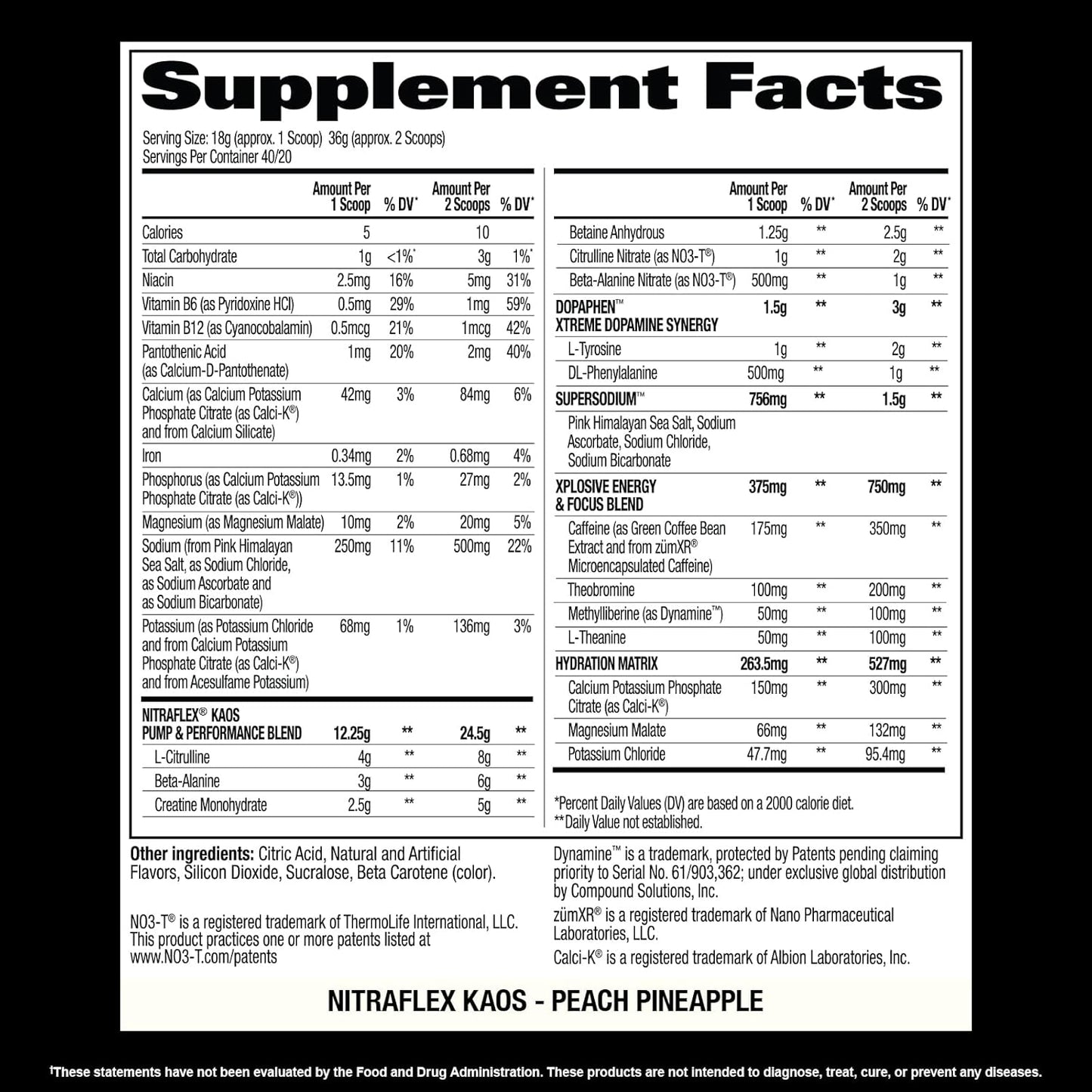 GAT SPORT Nitraflex KAOS Pre-Workout Powder in Peach Pineapple Flavor - Boost Your Workout Performance with this Powerful Supplement