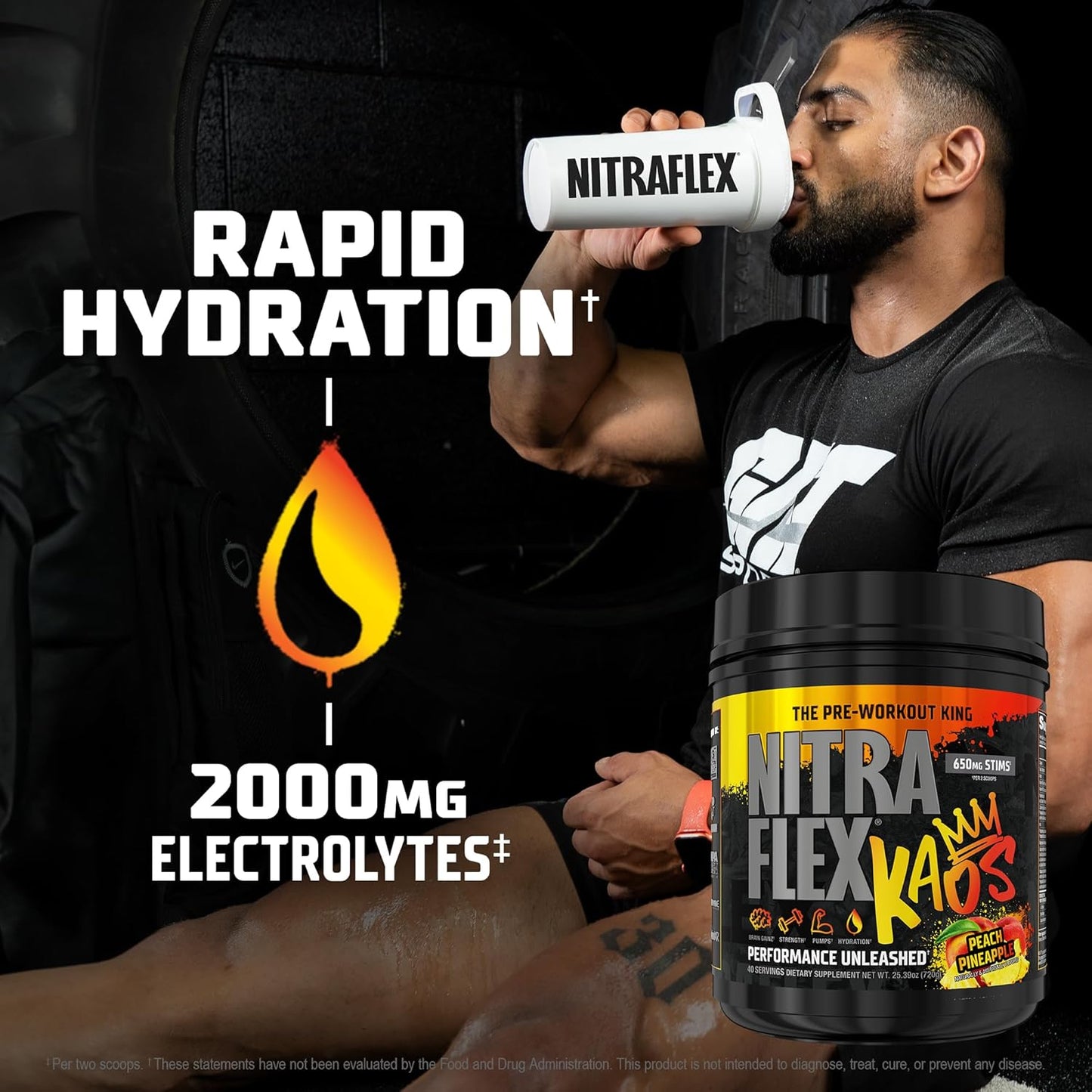 GAT SPORT Nitraflex KAOS Pre-Workout Powder in Peach Pineapple Flavor - Boost Your Workout Performance with this Powerful Supplement