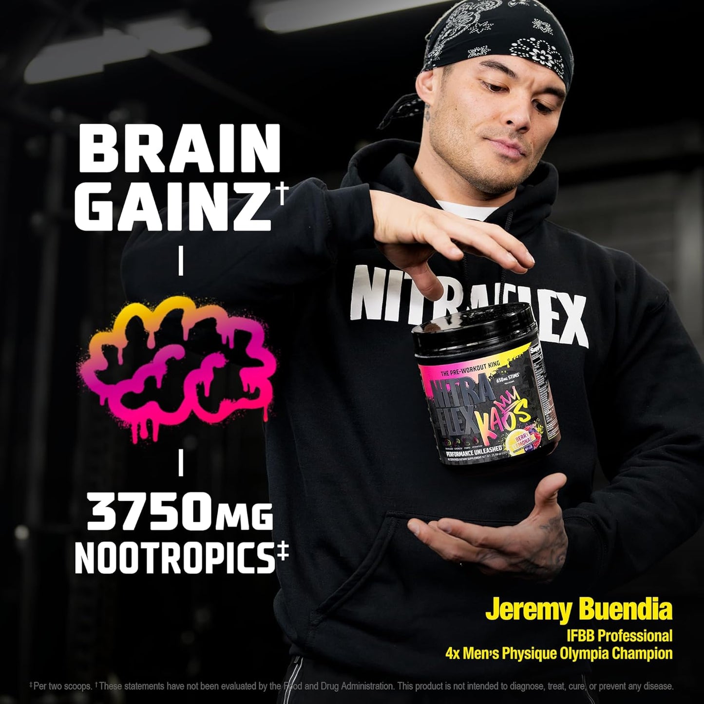 GAT SPORT Nitraflex KAOS White Cherry Lime Pre-Workout Supplement for Energy Boost and Enhanced Performance