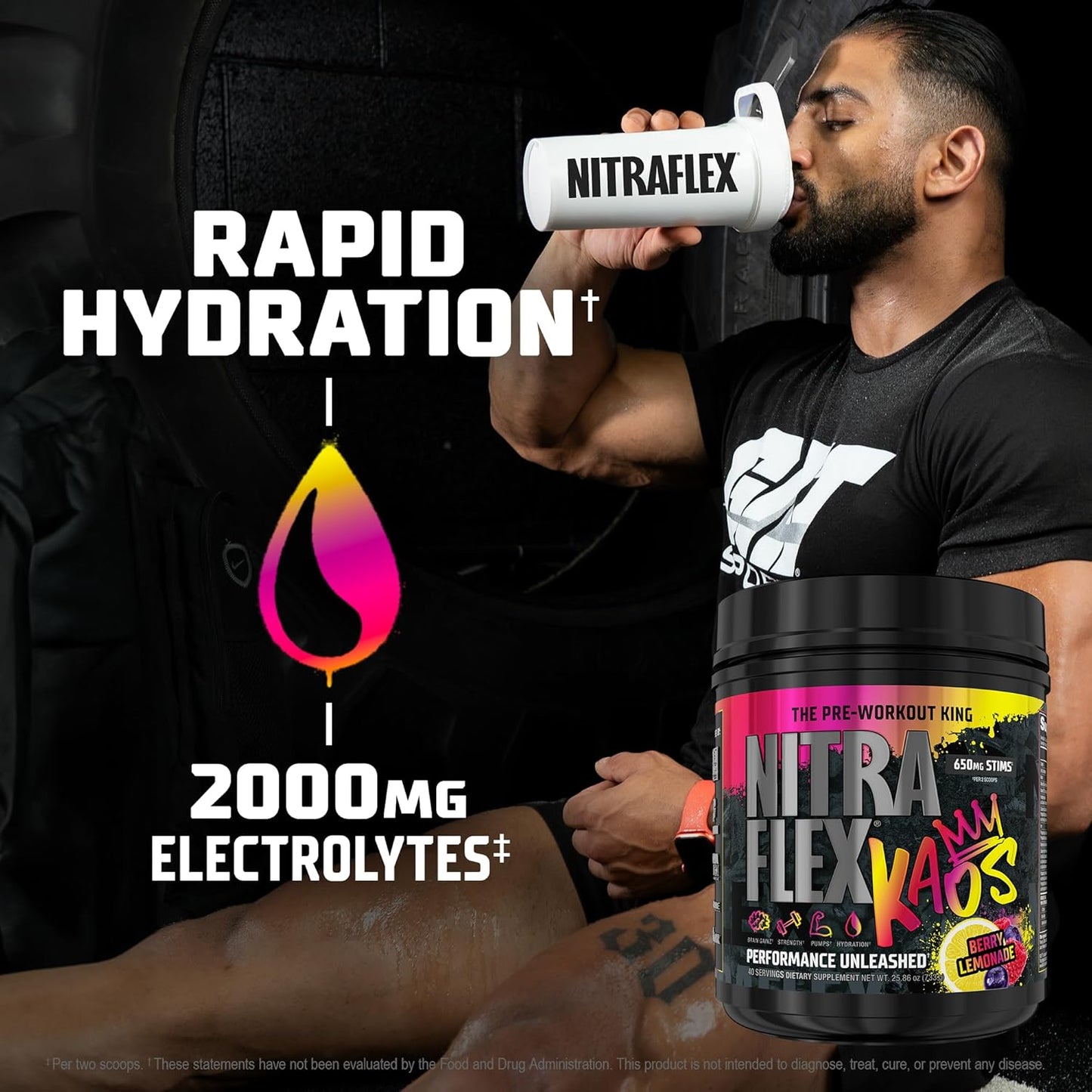 GAT SPORT Nitraflex KAOS White Cherry Lime Pre-Workout Supplement for Energy Boost and Enhanced Performance