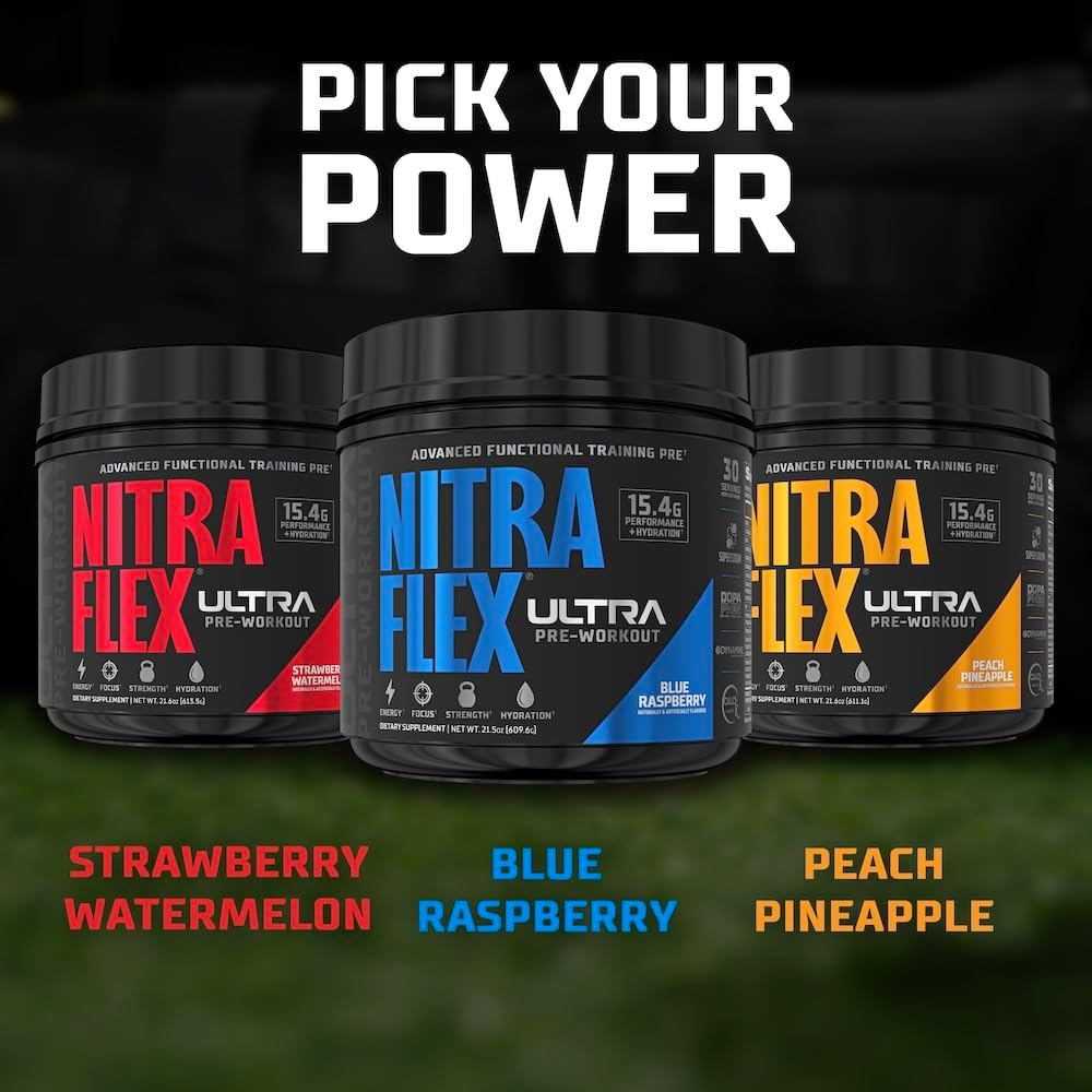 GAT SPORT Nitraflex Ultra Pre-Workout Supplement - Strawberry Watermelon Flavor, 30 Servings