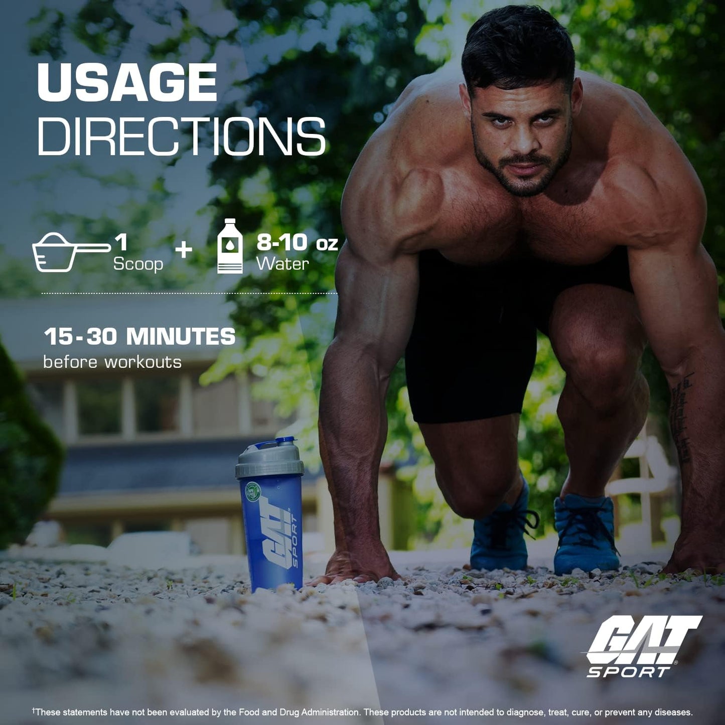 GAT SPORT PMP Pre-Workout Supplement, Blue Raspberry Flavor, 30 Servings - Stimulant-Free Formula for Peak Muscle Performance