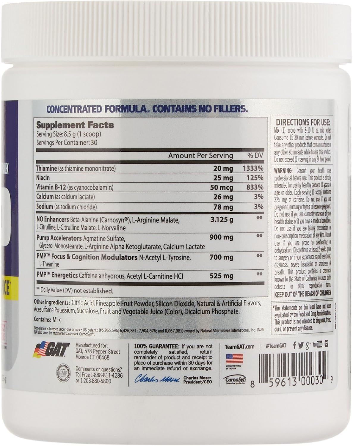 GAT SPORT PMP Pre-Workout Supplement, Raspberry Lemonade Flavor, 30 Servings for Peak Muscle Performance