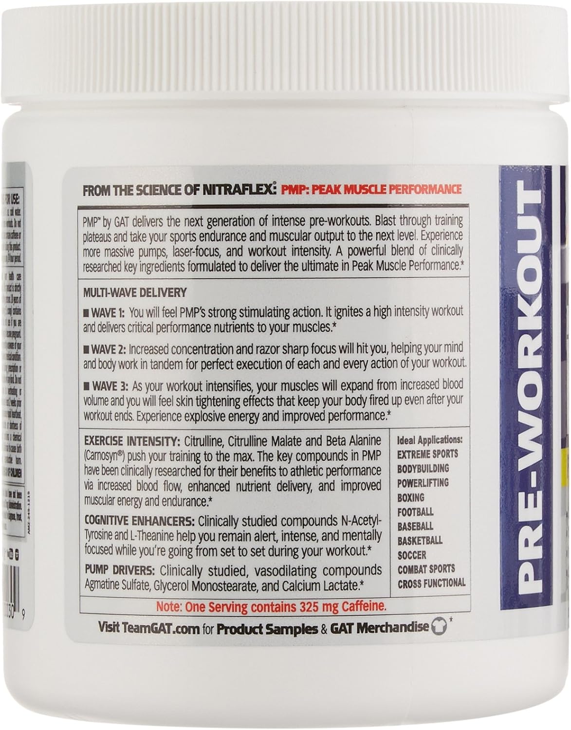 GAT SPORT PMP Pre-Workout Supplement, Raspberry Lemonade Flavor, 30 Servings for Peak Muscle Performance