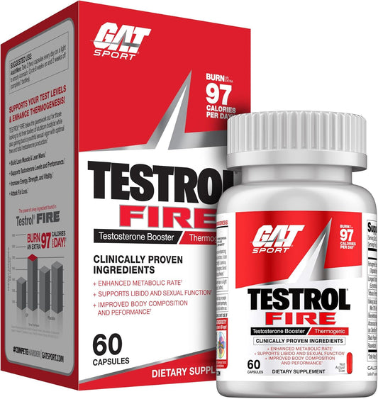 GAT SPORT Testrol Fire Supplement Capsules - 60 Count