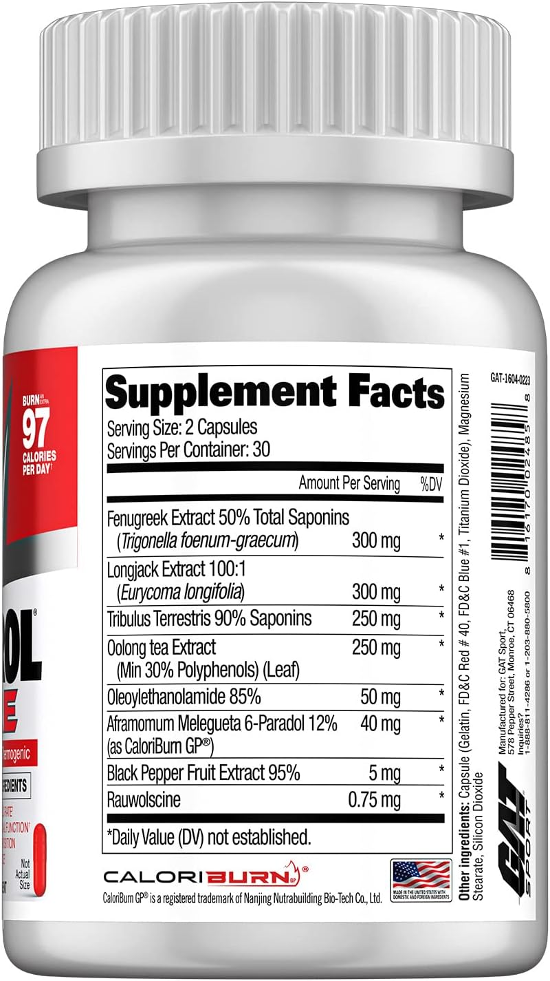 GAT SPORT Testrol Fire Supplement Capsules - 60 Count