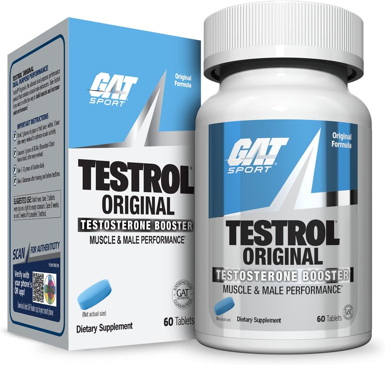 GAT Sport Testrol Original Test Booster for Male Performance and Vitality with Tribulus, Zinc, and Magnesium - 60 Capsules