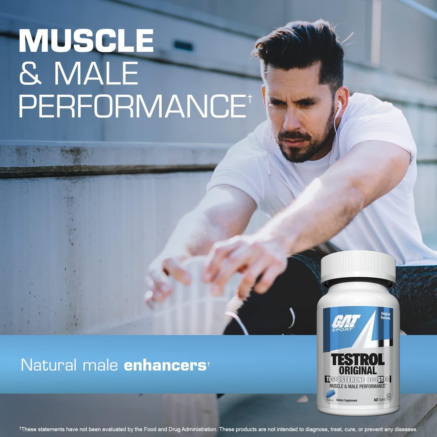 GAT Sport Testrol Original Test Booster for Male Performance and Vitality with Tribulus, Zinc, and Magnesium - 60 Capsules