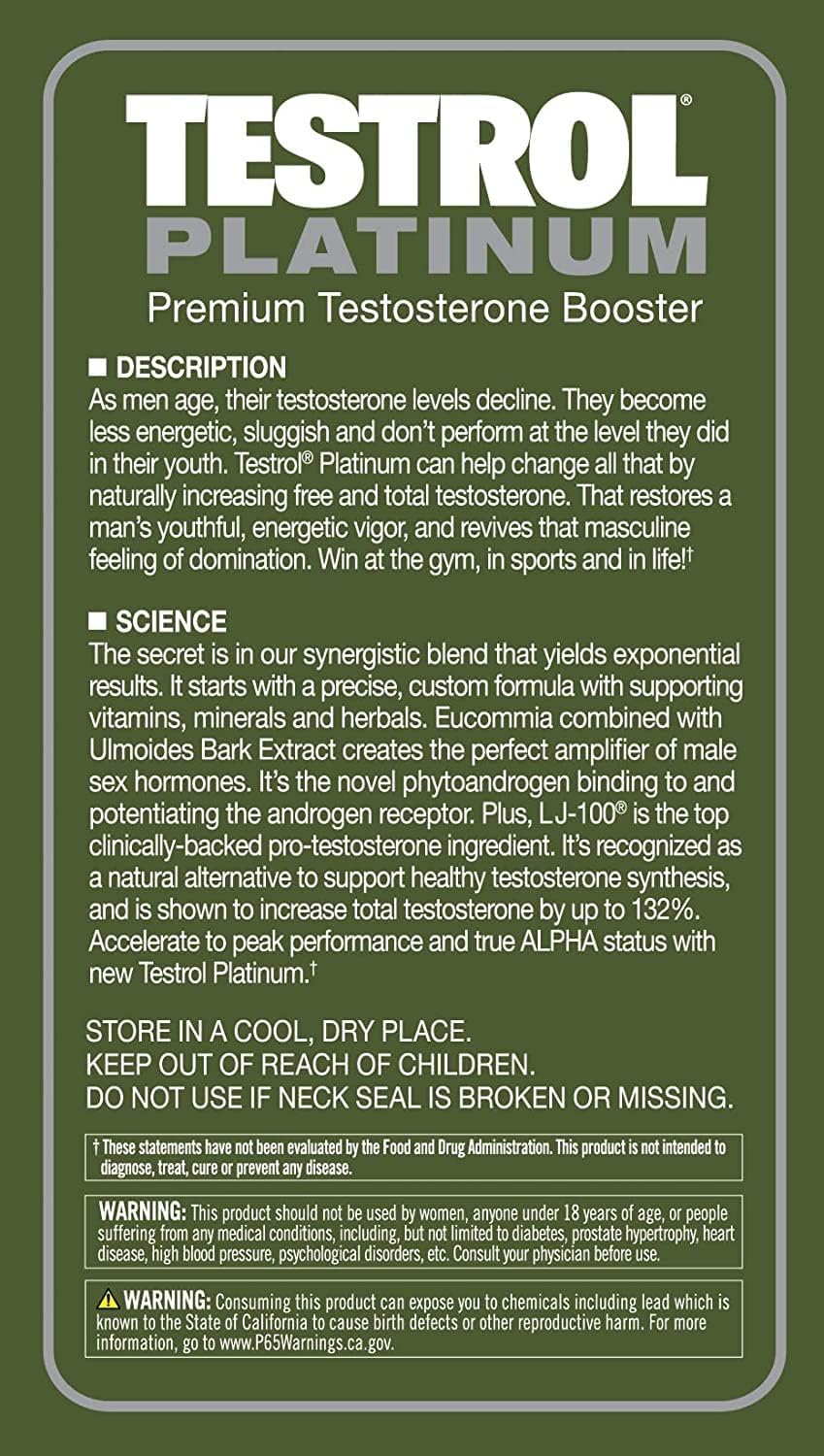 GAT Sport Testrol Platinum Test Booster for Men with Boron, Vitamin D, Zinc - 60 Tablets for Stamina, Libido, Testosterone Boost