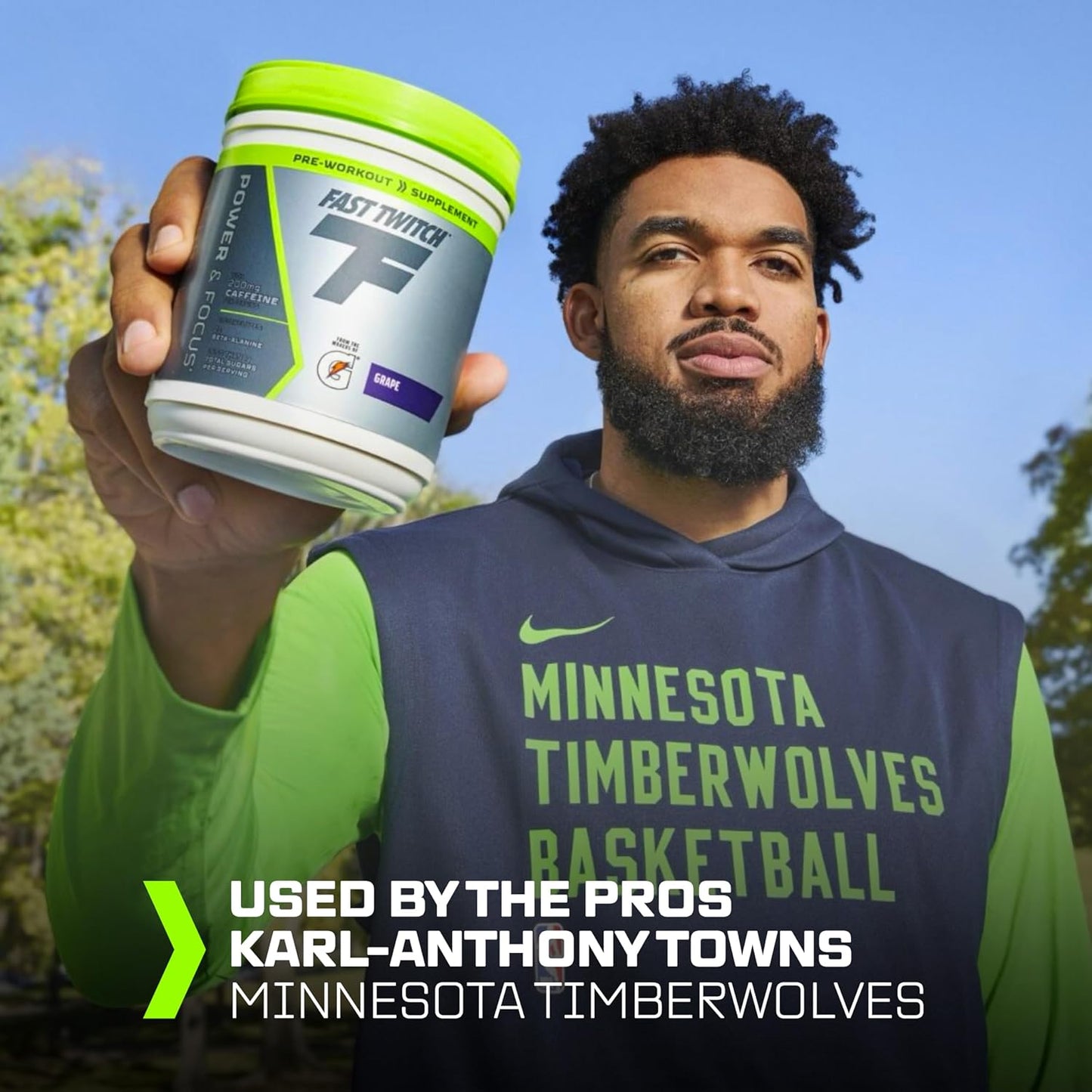 Gatorade Fast Twitch Caffeinated Pre-Workout Mix, Grape Flavor, 1.01lb - Contains L-Citrulline, Betaine, Carnosine, Vitamin B6, B12, and 200mg Caffeine