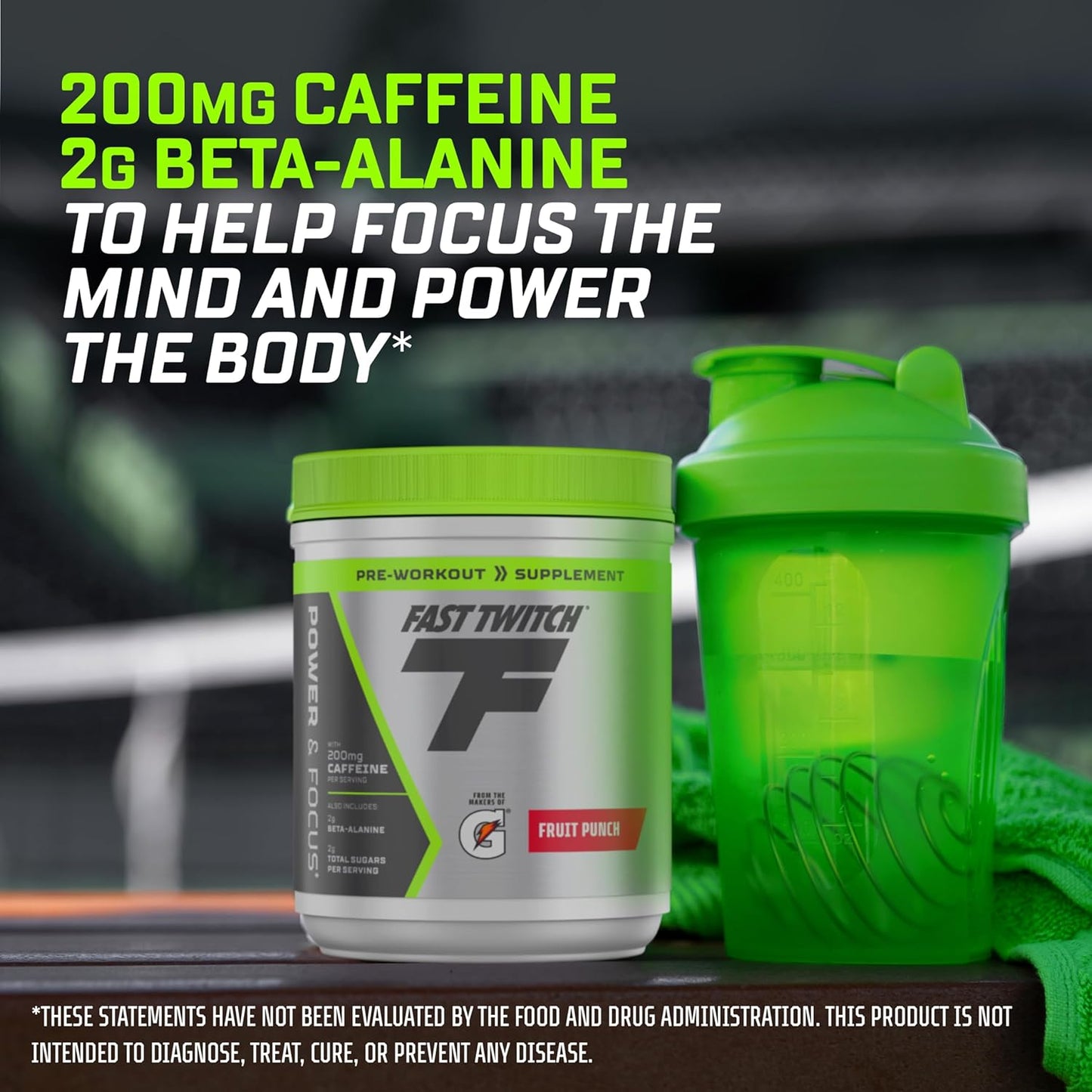Gatorade Fast Twitch Caffeinated Pre-Workout Mix, Grape Flavor, 1.01lb - Contains L-Citrulline, Betaine, Carnosine, Vitamin B6, B12, and 200mg Caffeine