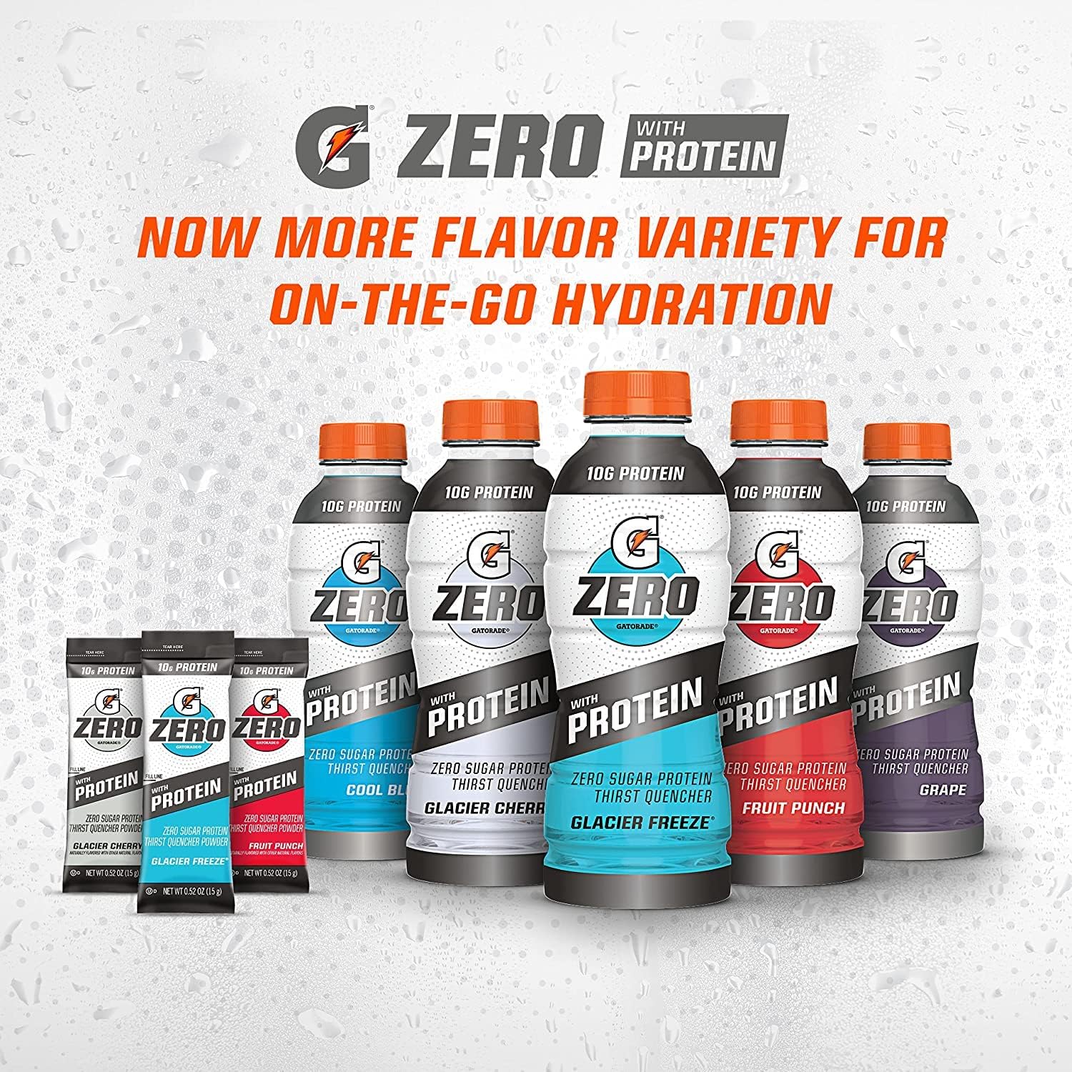 Gatorade Zero Glacier Cherry Liquid Electrolytes with 10g Whey Protein Isolate - 12 Pack of 16.9 Fl Oz Bottles