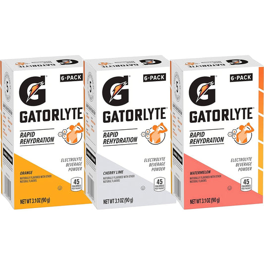 Gatorlyte Variety Pack: Rapid Rehydration Electrolyte Beverage with Lower Sugar - 18 Pack, 5 Electrolytes, No Artificial Ingredients