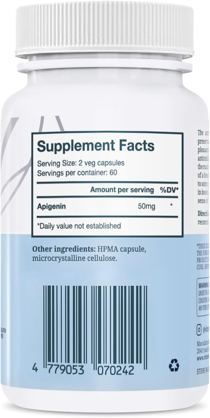 Generic Vitruvin Sport Recovery (Apigenin 2 x 50mg, COQ10 200mg, Resveratrol 500mg) Vegan, Non-GMO, Gluten-Free, Gelatin-Free.
