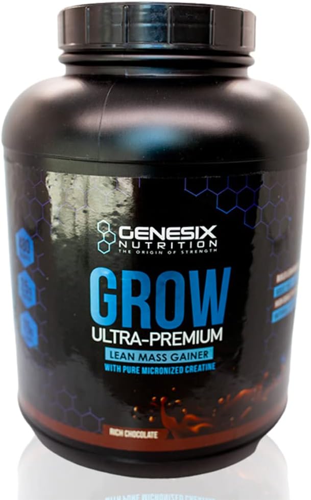 GENESIX NUTRITION Grow Protein Powder with Creatine for Muscle Growth & Recovery - Chocolate, 20 Servings, 5.3kg