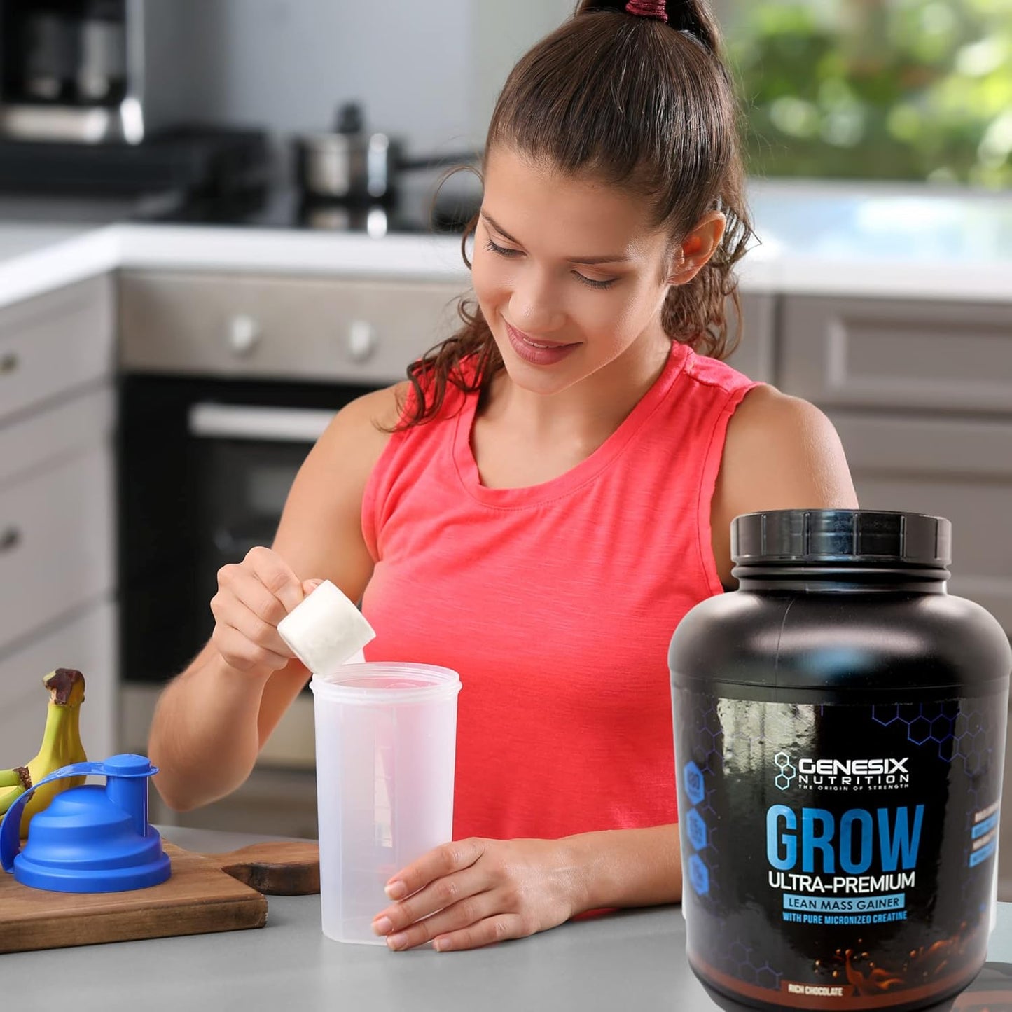GENESIX NUTRITION Grow Protein Powder with Creatine for Muscle Growth & Recovery - Chocolate, 20 Servings, 5.3kg