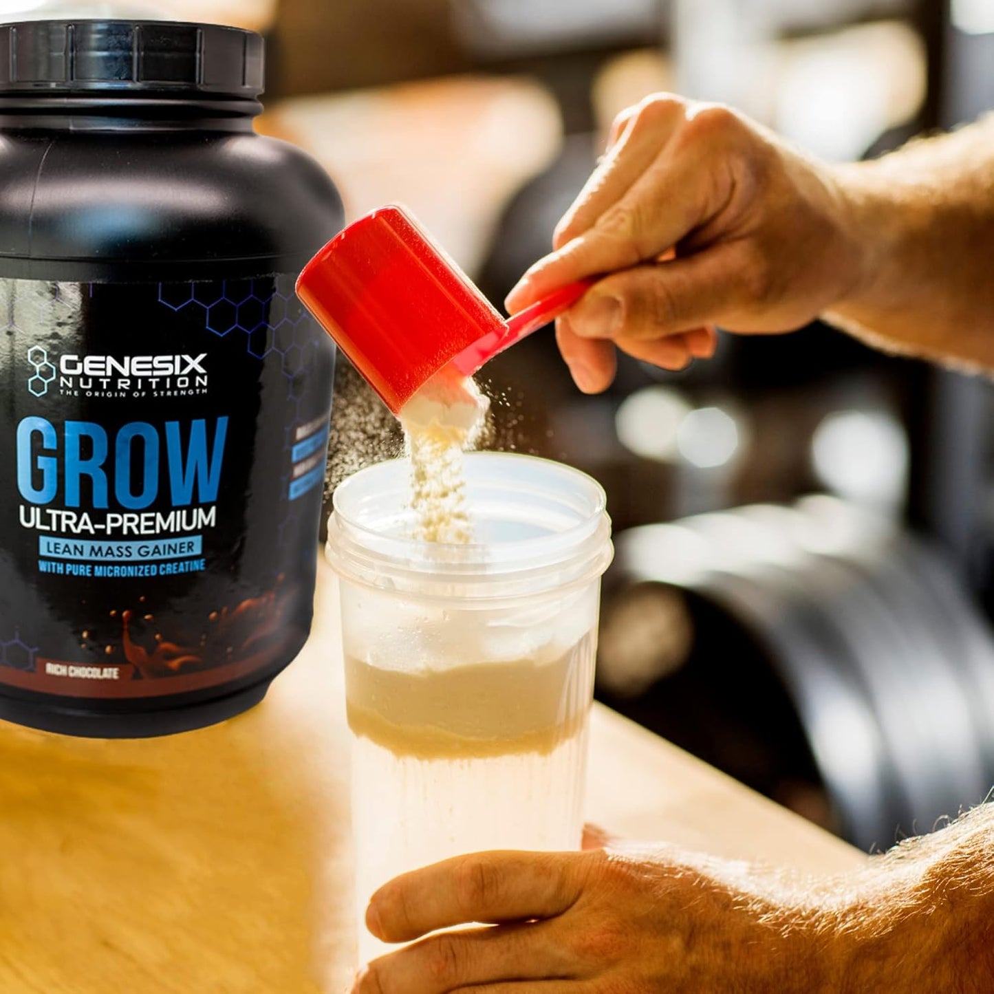 GENESIX NUTRITION Grow Protein Powder with Creatine for Muscle Growth & Recovery - Chocolate, 20 Servings, 5.3kg