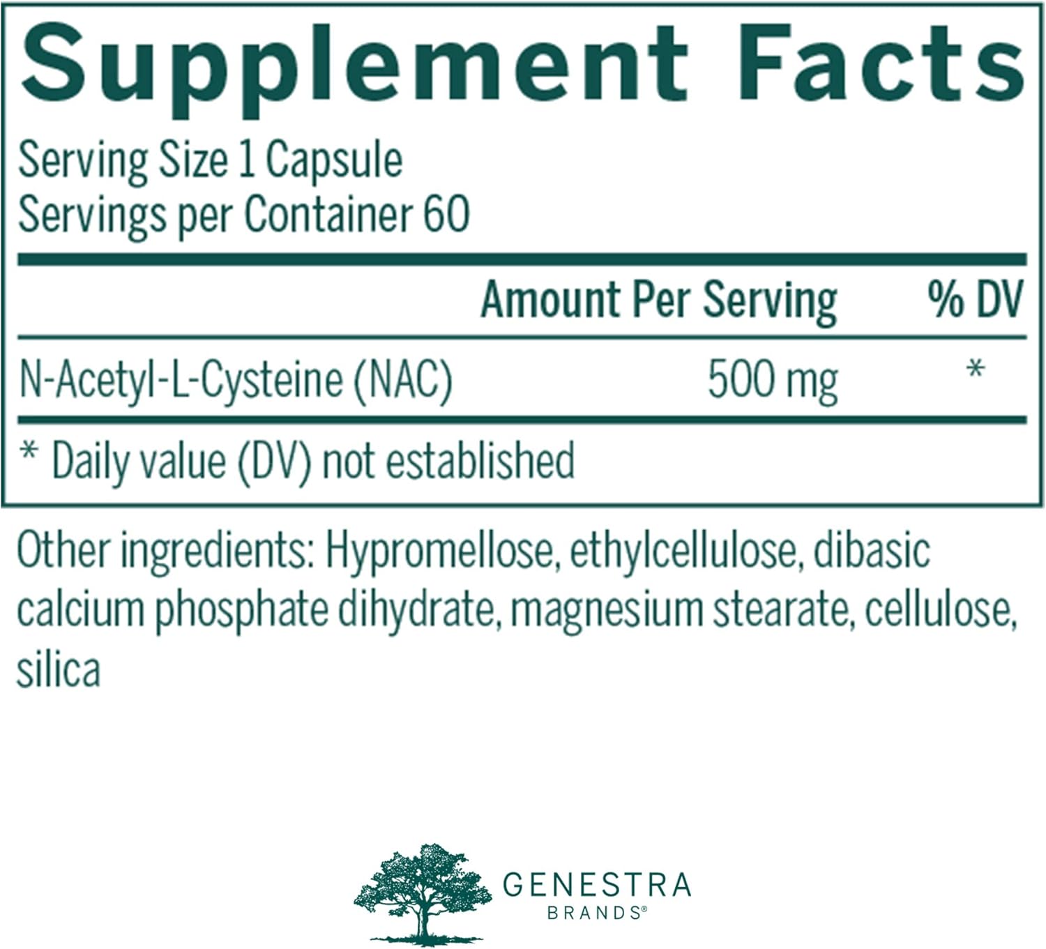 Genestra Brands Amino NAC Supplement | Vegan N-Acetyl-L-Cysteine Capsules | 60 Count