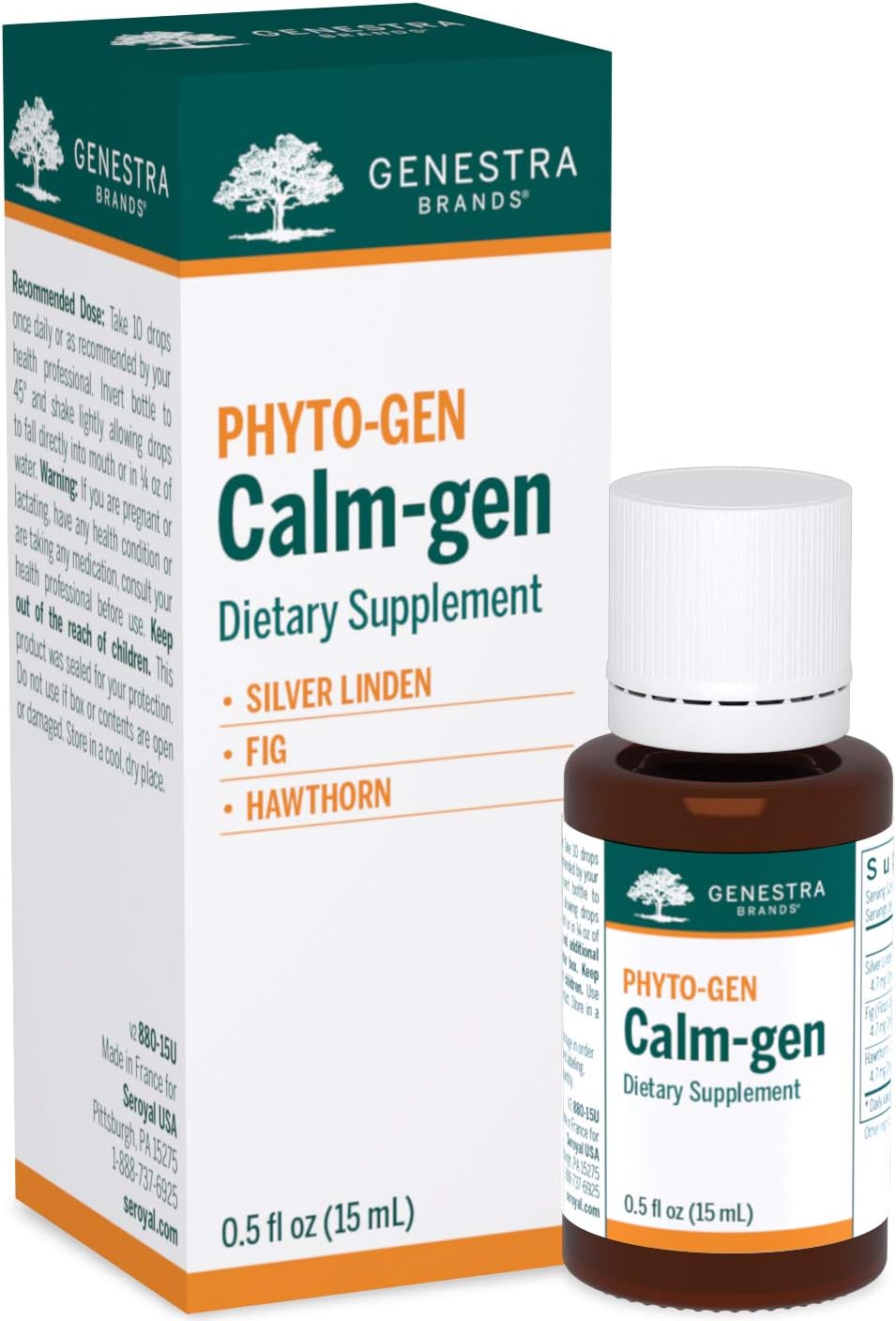 Genestra Brands Calm-gen Herbal Supplement with Silver Linden, Fig, and Hawthorn - 0.5 fl. oz.