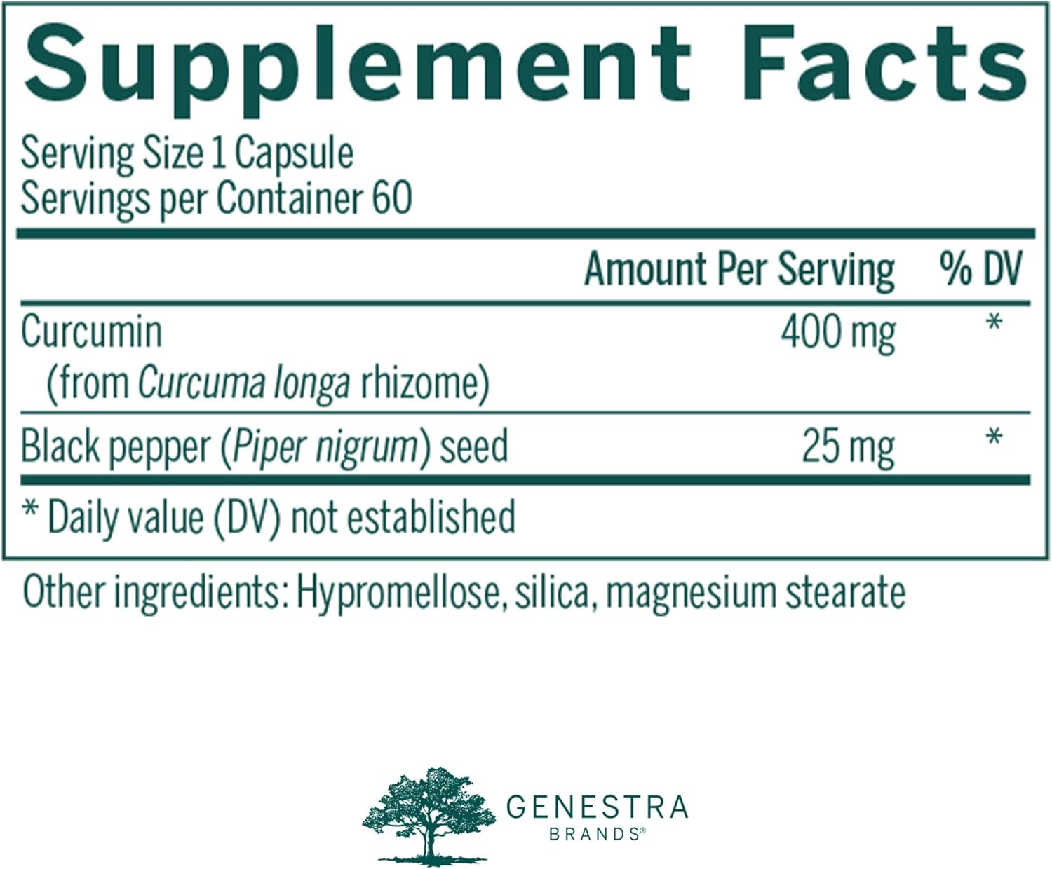 Genestra Brands Curcumin Complex with Black Pepper | 60 Capsules | Turmeric Supplement