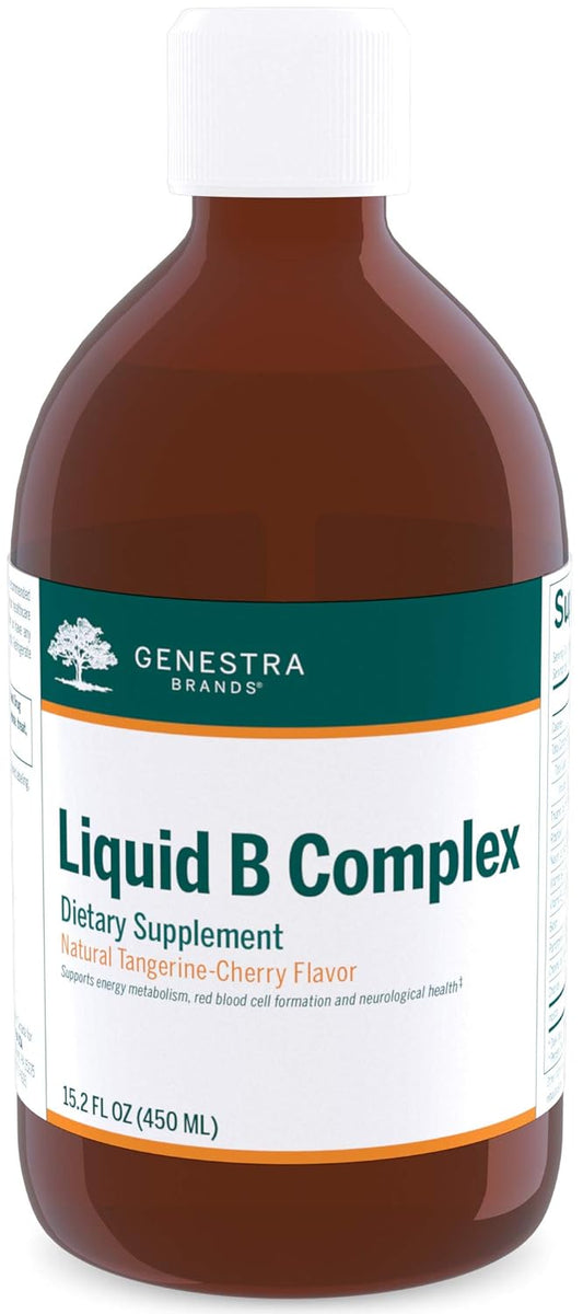 Genestra Brands Liquid B Complex Supplement for Energy Metabolism & Neurological Health | 15.2 fl. oz. Tangerine-Cherry Flavor
