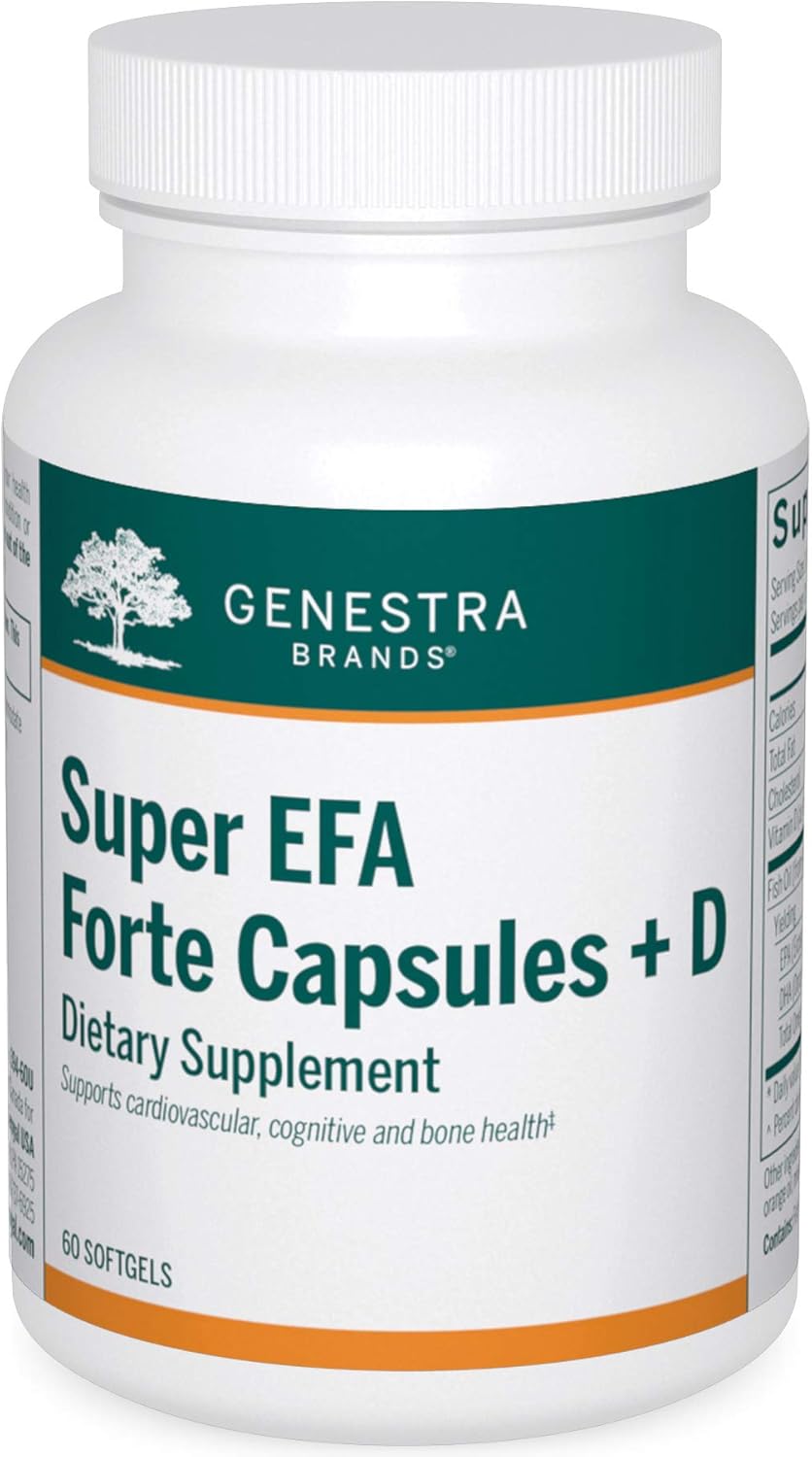Genestra Brands Super EFA Forte Capsules with Vitamin D | Omega-3 Fish Oil Supplement for Brain, Heart, & Joint Health | 60 Softgels