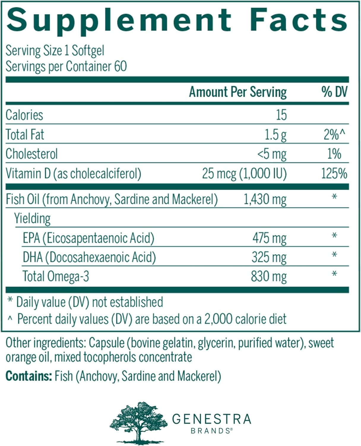 Genestra Brands Super EFA Forte Capsules with Vitamin D | Omega-3 Fish Oil Supplement for Brain, Heart, & Joint Health | 60 Softgels