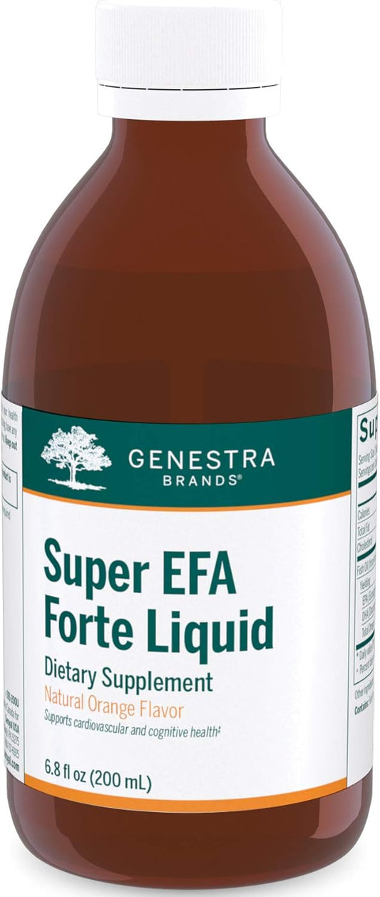 Genestra Brands Super EFA Forte Liquid Fish Oil Supplement for Cognitive, Cardiovascular, and Joint Health - 6.8 fl oz - Natural Orange Flavor