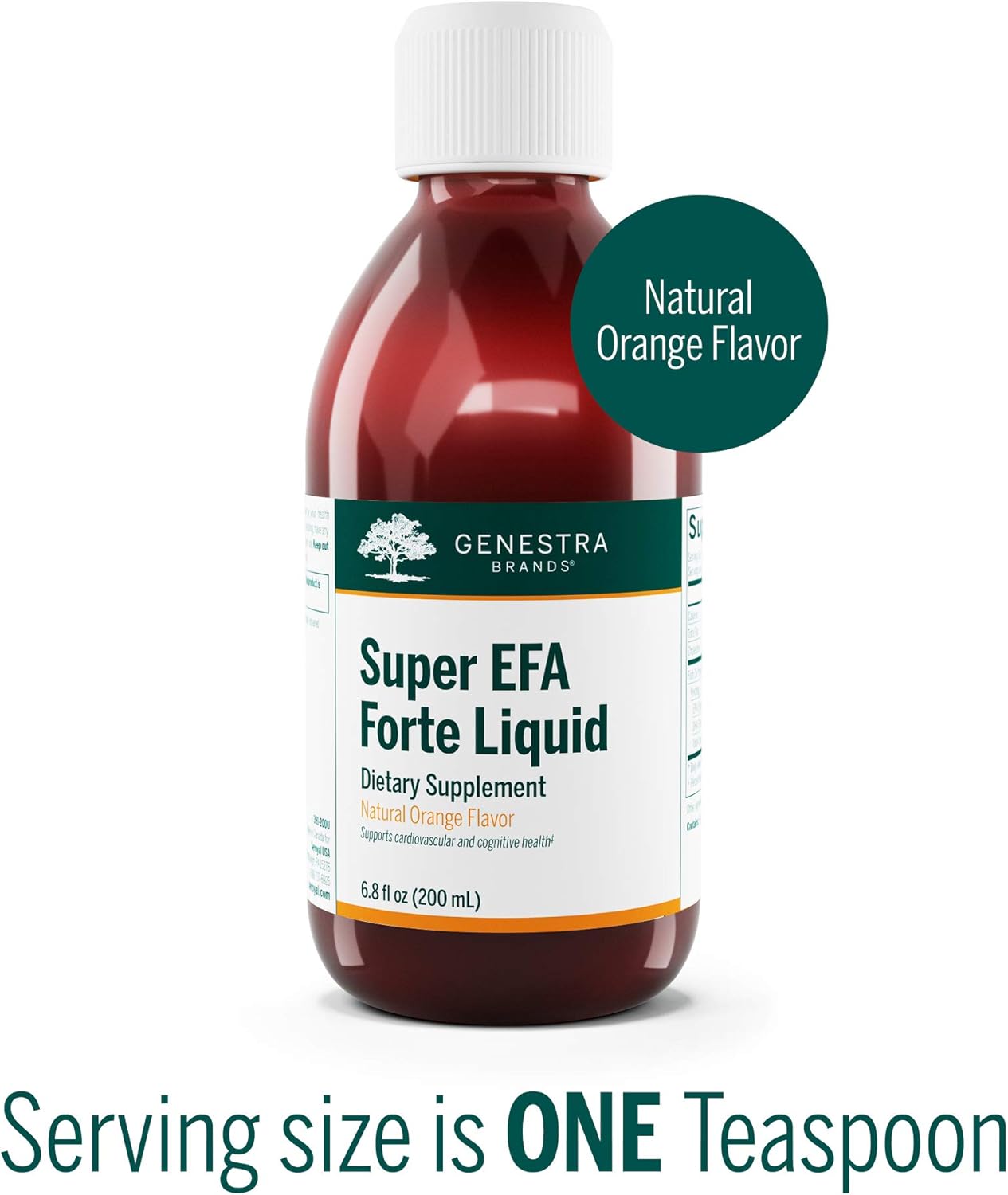 Genestra Brands Super EFA Forte Liquid Fish Oil Supplement for Cognitive, Cardiovascular, and Joint Health - 6.8 fl oz - Natural Orange Flavor